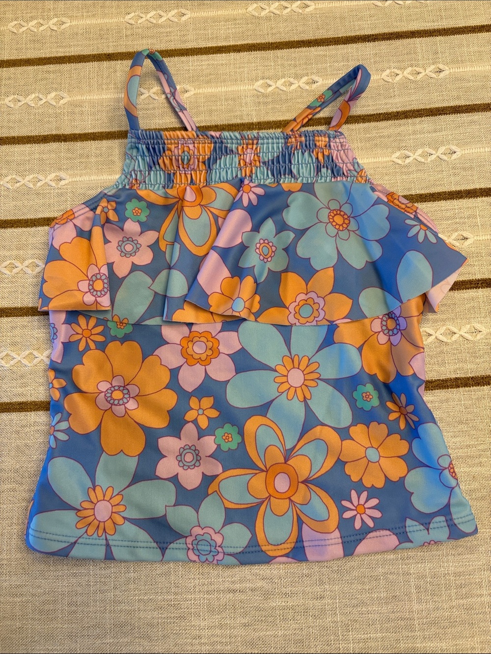 Floral Ruffle Tankini Size 6/6X - Picture 2 of 9
